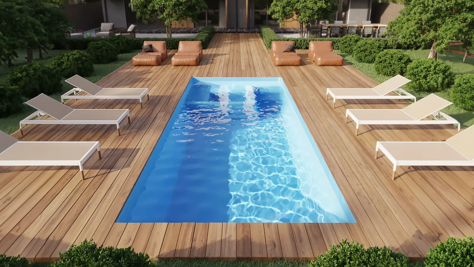 Un jardín con piscina X-Pools